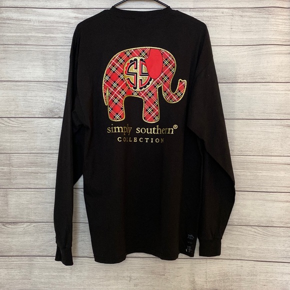 Simply Southern Collection Preppy Plaid Long Sleeve Women's T-Shirt Black - XL - Picture 2 of 13